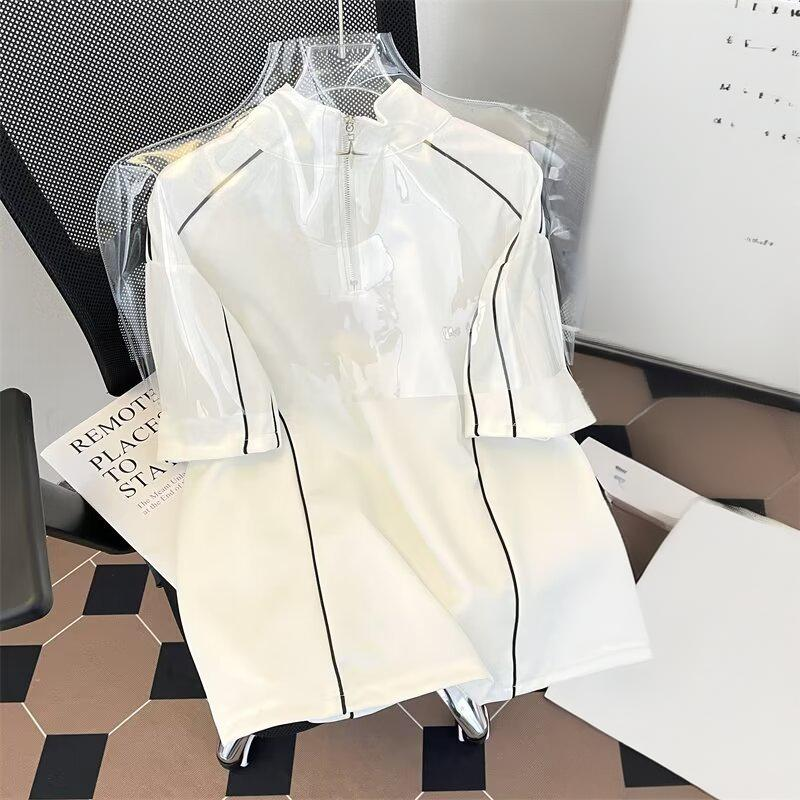 Conjunto de camiseta y pantalón corto de verano para hombre - Ropa deportiva transpirable de mezcla de algodón para gimnasio, running y ropa informal - Blanco/Negro (Tallas M-3XL)_voghion.com