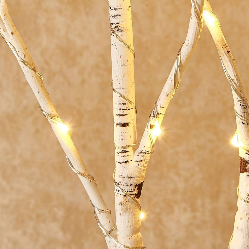 Lámpara de rama de abedul iluminada con 50 LED, funciona con pilas, árbol artificial realista para Navidad y decoración del hogar, disponible en tamaños de 80 cm (pilas no incluidas)._voghion.com