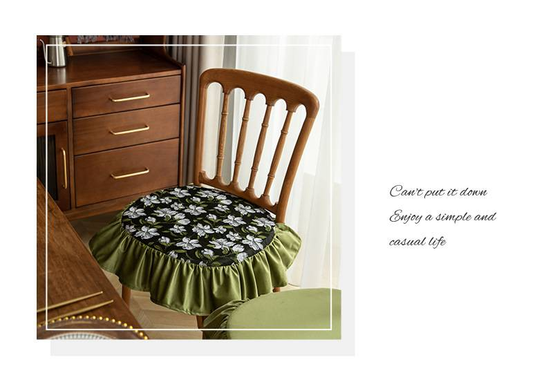 Modern Geometric Chair Cushion With Ties – Non-Slip Polyester Seat Cover, Hard Cotton Filled For Dining & Office Chairs_voghion.com