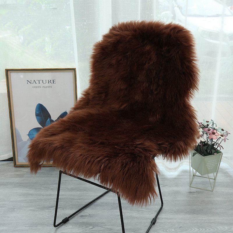New Solid Color Imitation Wool Carpet Sofa Cushion Chair Cushion Bedroom Living Room Bay Window Mat Mat Sheepskin Mat (size: 60*90cm)_voghion.com