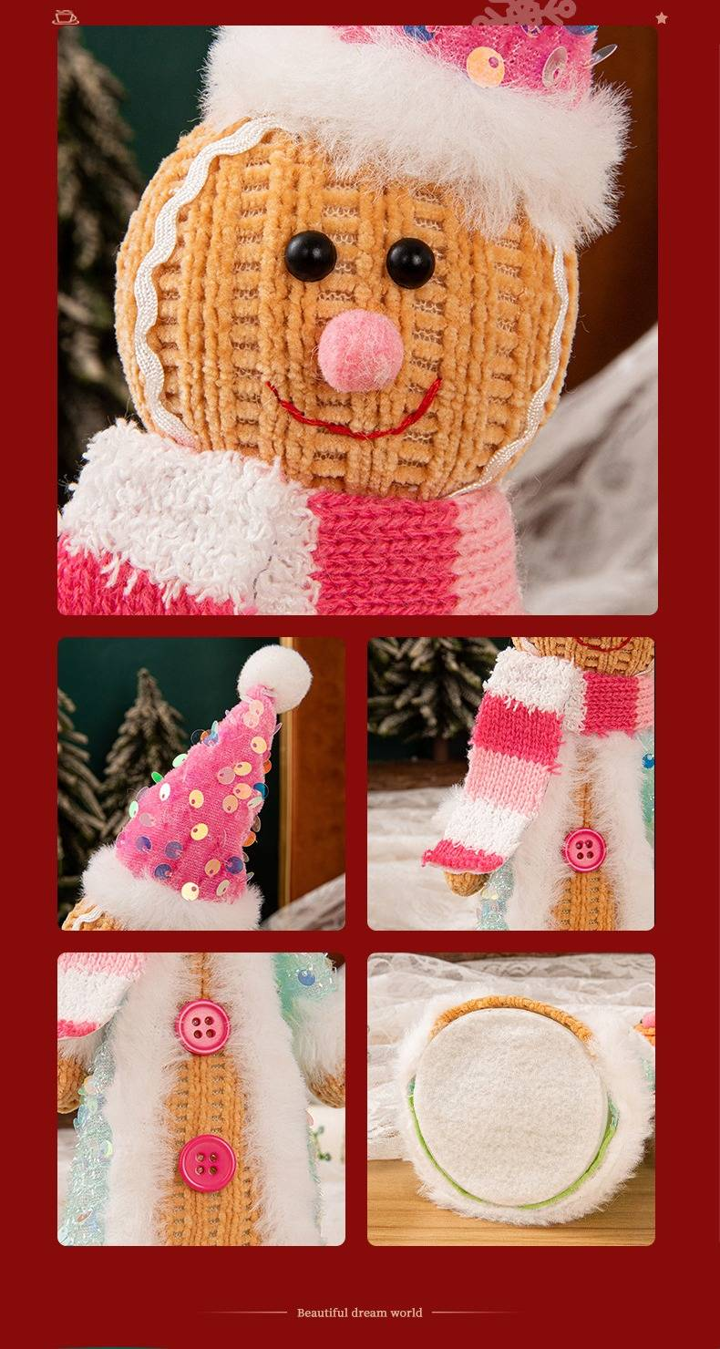 Ornement de Noël vintage représentant un bonhomme en pain d'épice debout - Décoration festive pour les fêtes, la maison et le bureau_voghion.com