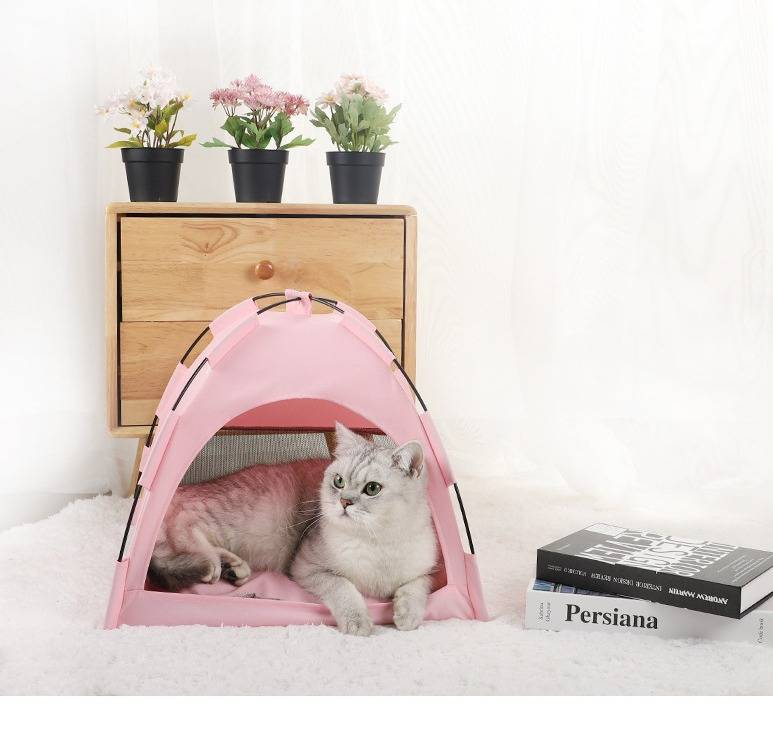 Tapete refrescante de verão para animais de estimação, tenda ninho externa respirável e dobrável, cor sólida, gaiola simples para animais de estimação._voghion.com