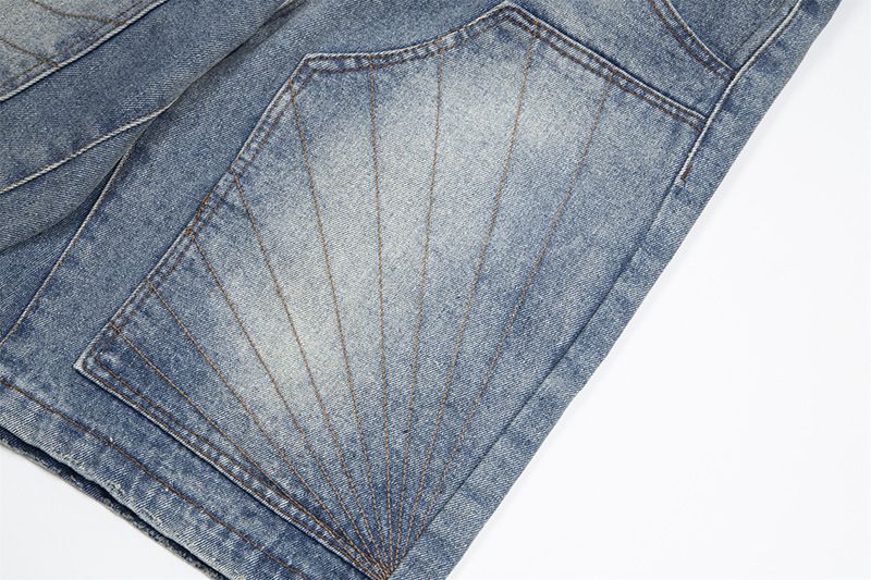 Herrenbekleidung Dekonstruierte, gewaschene, abgenutzte Arbeitskleidungs-Jeansshorts für Männer und Frauen Retro-Shorts mit lockerer, gerader Passform_voghion.com