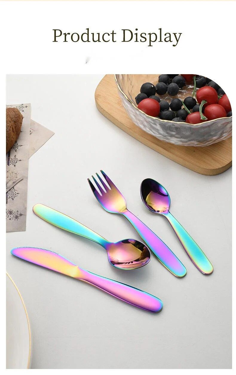 Set di stoviglie per bambini in acciaio inossidabile 304 di quattro cartoni animati creativi per alimenti complementari per bambini di alta bellezza_voghion.com