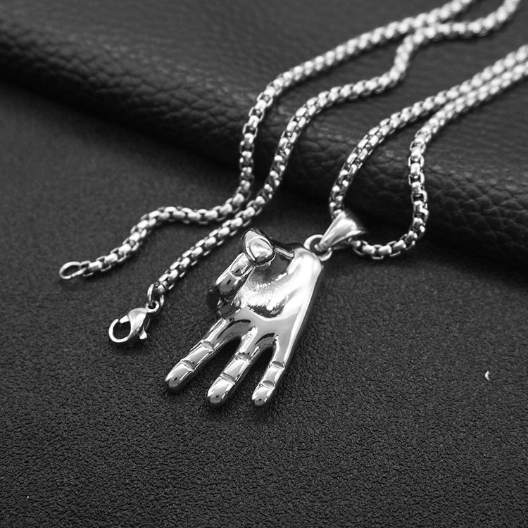 Collana in titanio da uomo, versatile, in acciaio inossidabile, con ciondolo da donna, stile Punk Hip-Hop Rock OK Gesture Casting_voghion.com