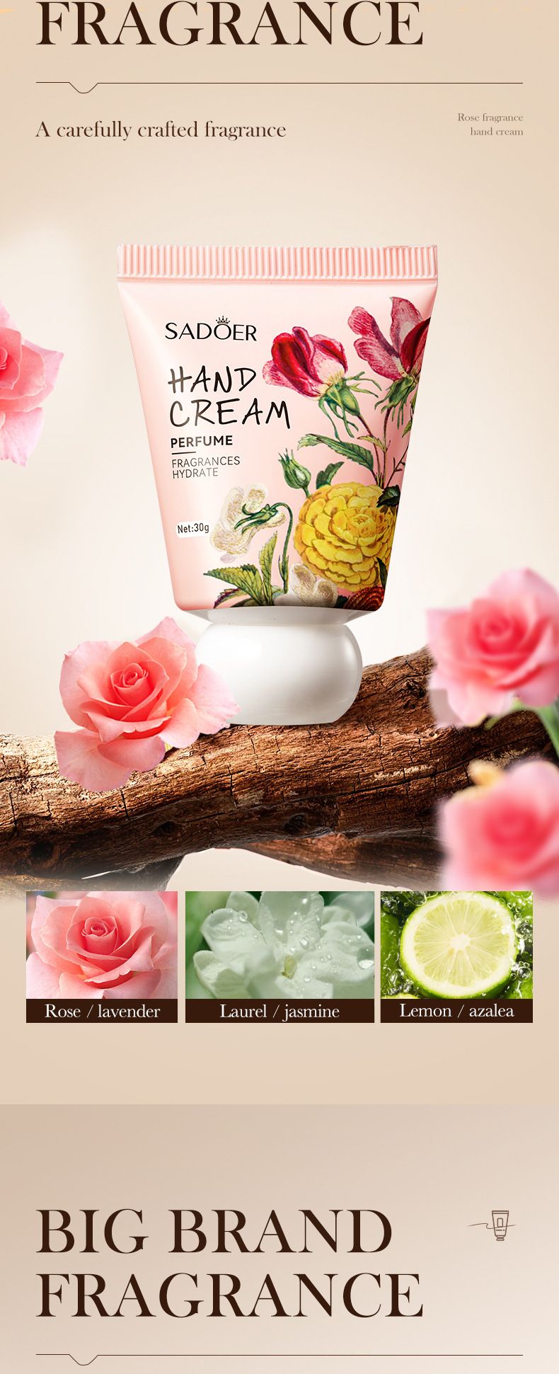SADOER Camellia Hydrating And Softening Hand Cream 30g Anti-drying Hand Cream, Rose Fragrance, Hydrating Fragrance, Smooth Fragrance,_voghion.com
