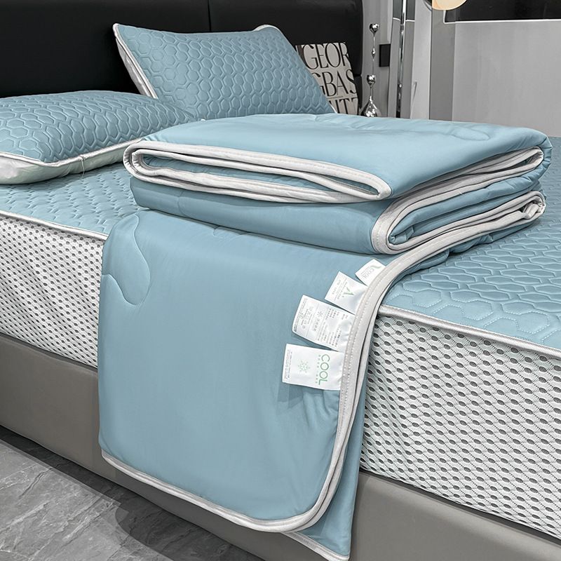 and Refreshing Latex Mat, Summer Set of Four Pieces, Ice Soft Solid Color Bed Sheet, Cool Feeling Silk Dormitory Air_voghion.com