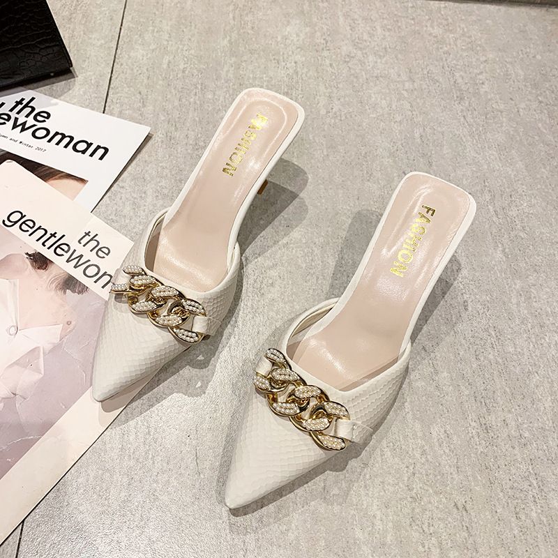 Pointed Toe Stiletto Mules For Women, Summer New Style, Try-On Room, Fairy Style High Heel Slippers_voghion.com
