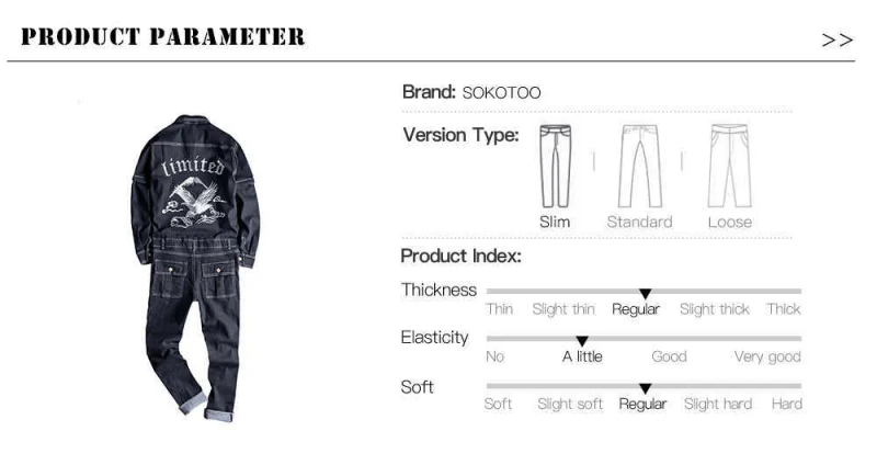 Jeans Sokotoo Herren-Overalls aus schwarzem Denim mit Stickerei und langen, abnehmbaren Ärmeln. Lässige Cargo-Jeans mit bestickten Taschen_voghion.com