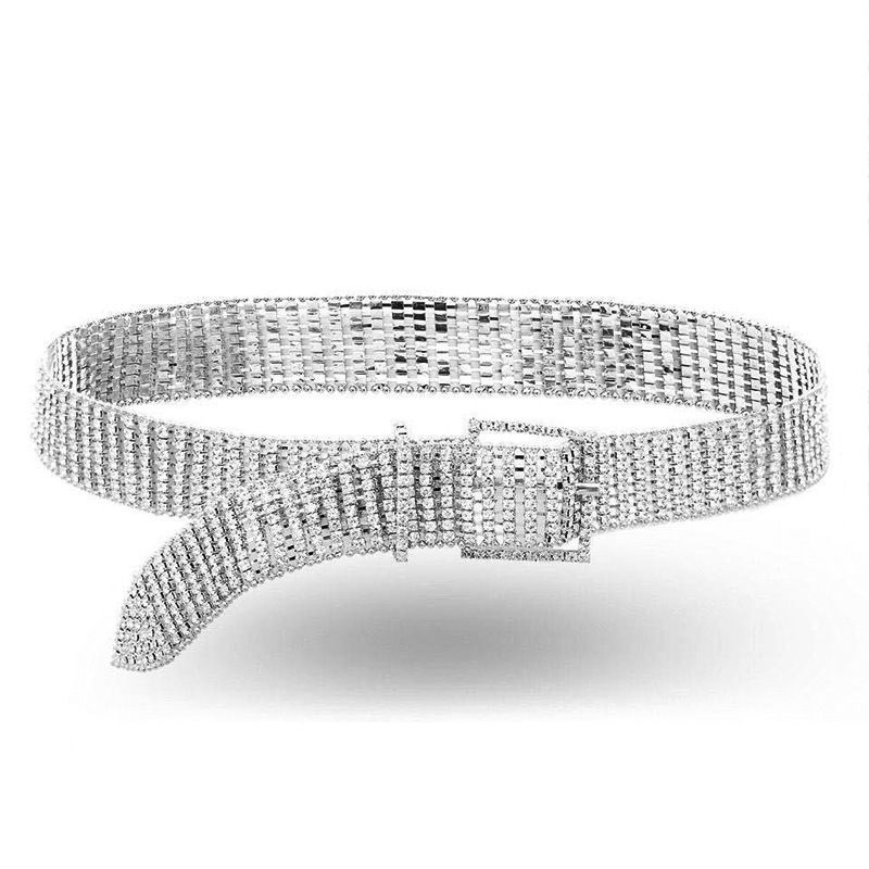 Shiny Nightclub Exaggerated Performance For Women Multi-Row Inlaid Waist Chain Slim Fit Personality Rhinestone Belt_voghion.com
