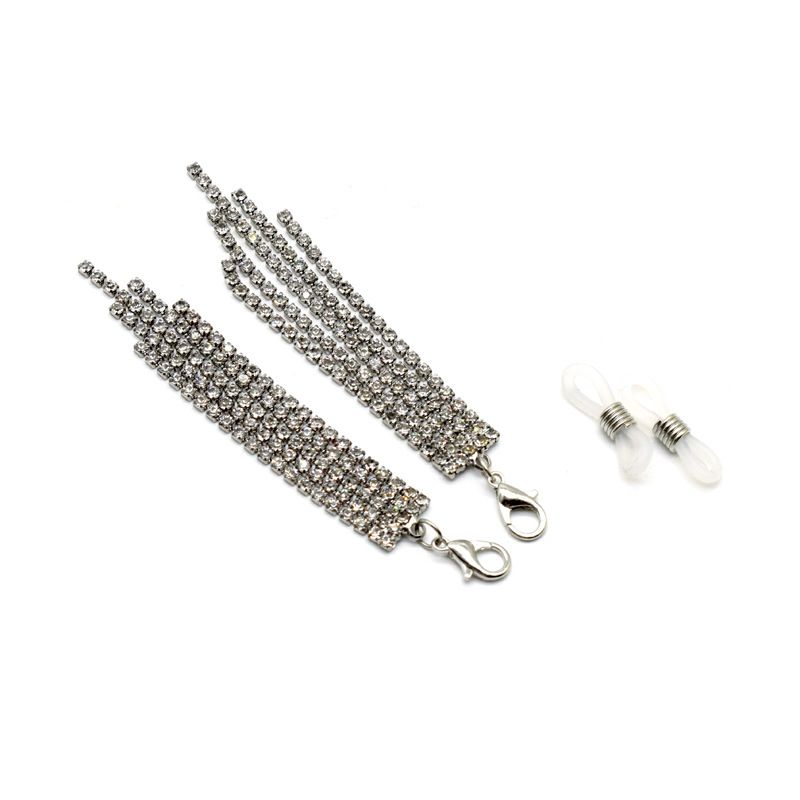 Cadena de 5 diamantes para mujer, moderna y ligera, ideal para decorar mascarillas y gafas con borlas._voghion.com