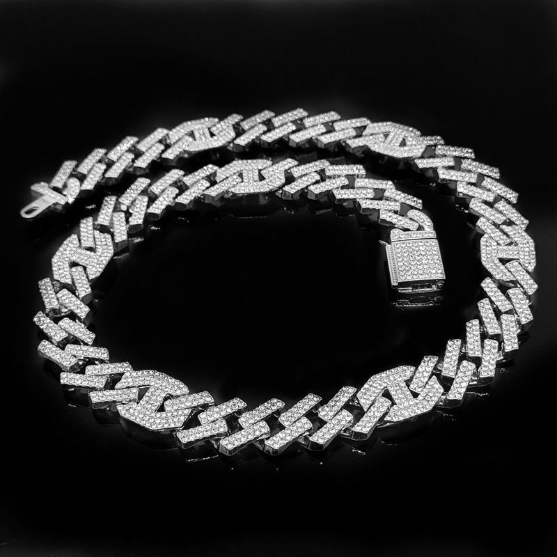 3PC Hip Hop moški komplet nakita kvarčna ura s koledarjem, zapestnica iz zlitine in ogrlica z diamantnim poudarkom_voghion.com