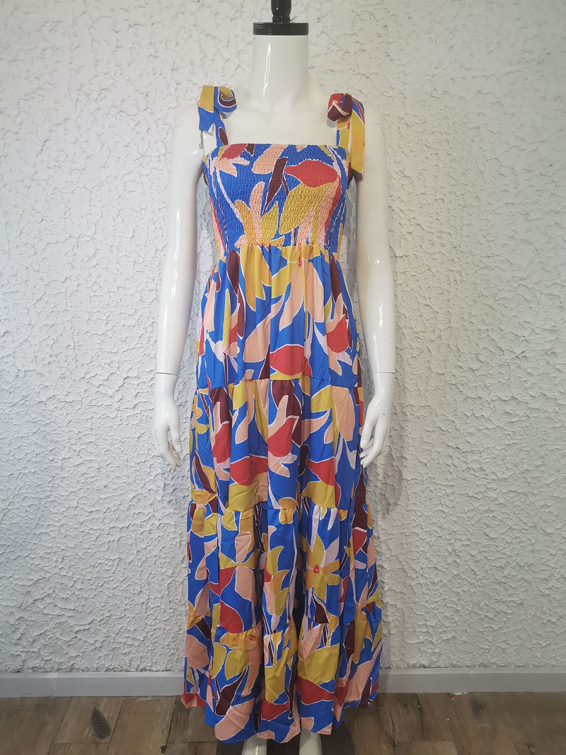 Selbstschießendes Cross Border Spring Sexy rückenfreies bedrucktes Strapskleid im Urlaubsstil für Frauen_voghion.com