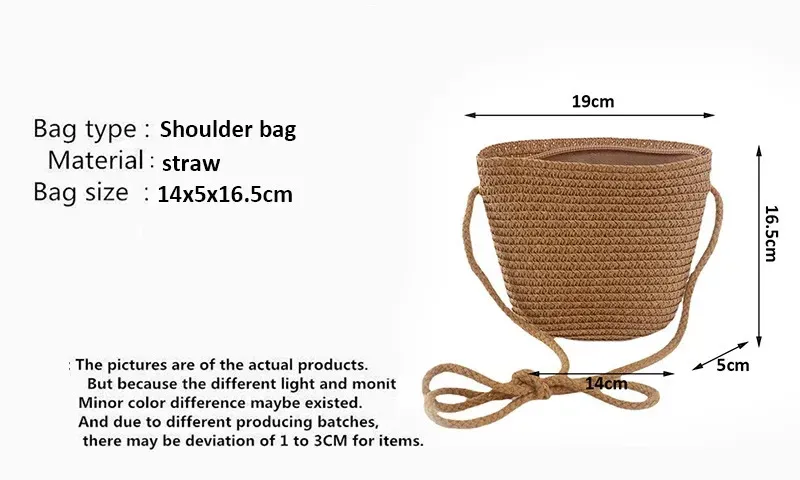 Borsa a tracolla piccola con patta Yogodlns da donna, in paglia intrecciata, da spiaggia, in rattan, lavorata a mano, con secchiello e mini borsa_voghion.com