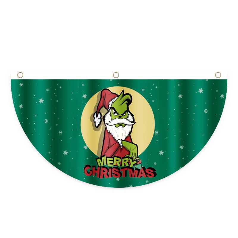 Nouveau drapeau de ventilateur de Noël, drapeau extérieur à suspendre à la porte, décorations de Noël, impression de dessin animé créatif_voghion.com