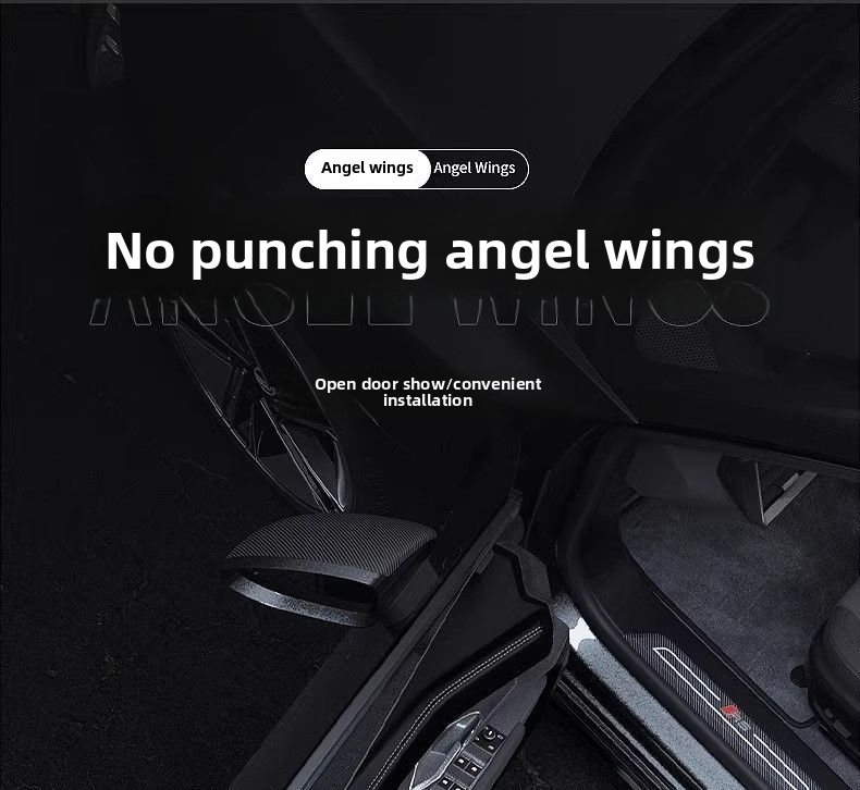Luce di benvenuto da pavimento con proiezione ad ala d'angelo, decorazione d'interni, senza cablaggio, sensore di apertura portiera auto_voghion.com