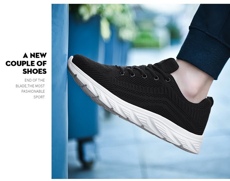 Scarpe da ginnastica da uomo alla moda in maglia con lacci, scarpe da ginnastica da passeggio per corsa atletica all'aperto_voghion.com