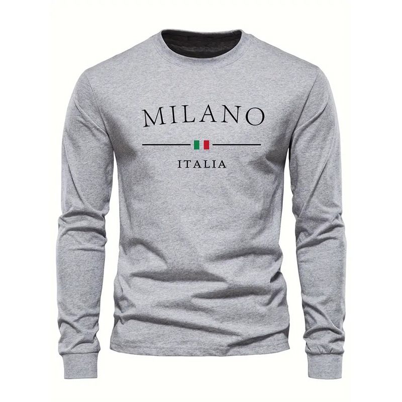 T-shirt à manches longues imprimé graphique pour homme - Coupe oversize avec lettrage 3D, polyester évacuant l'humidité pour le streetwear (tailles XXS à XXXL)_voghion.com