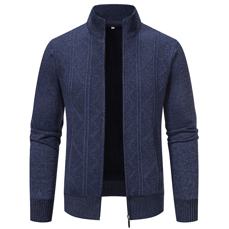 2023 Autumn and Winter New Men's Sweater Knitted Sweater Cardigan Jacket Zipper Stand Collar Casual Warm Jacket for Men_voghion.com
