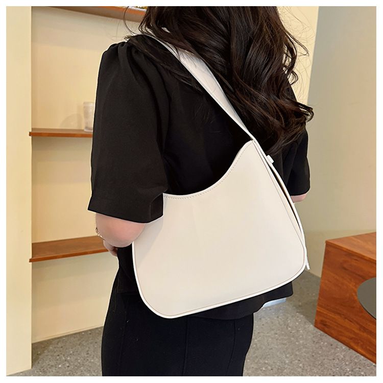 Retro Saddle Bag for Women 2024 New French Fashion Single Shoulder Underarm Bag Solid Color Versatile Crossbody Bag_voghion.com