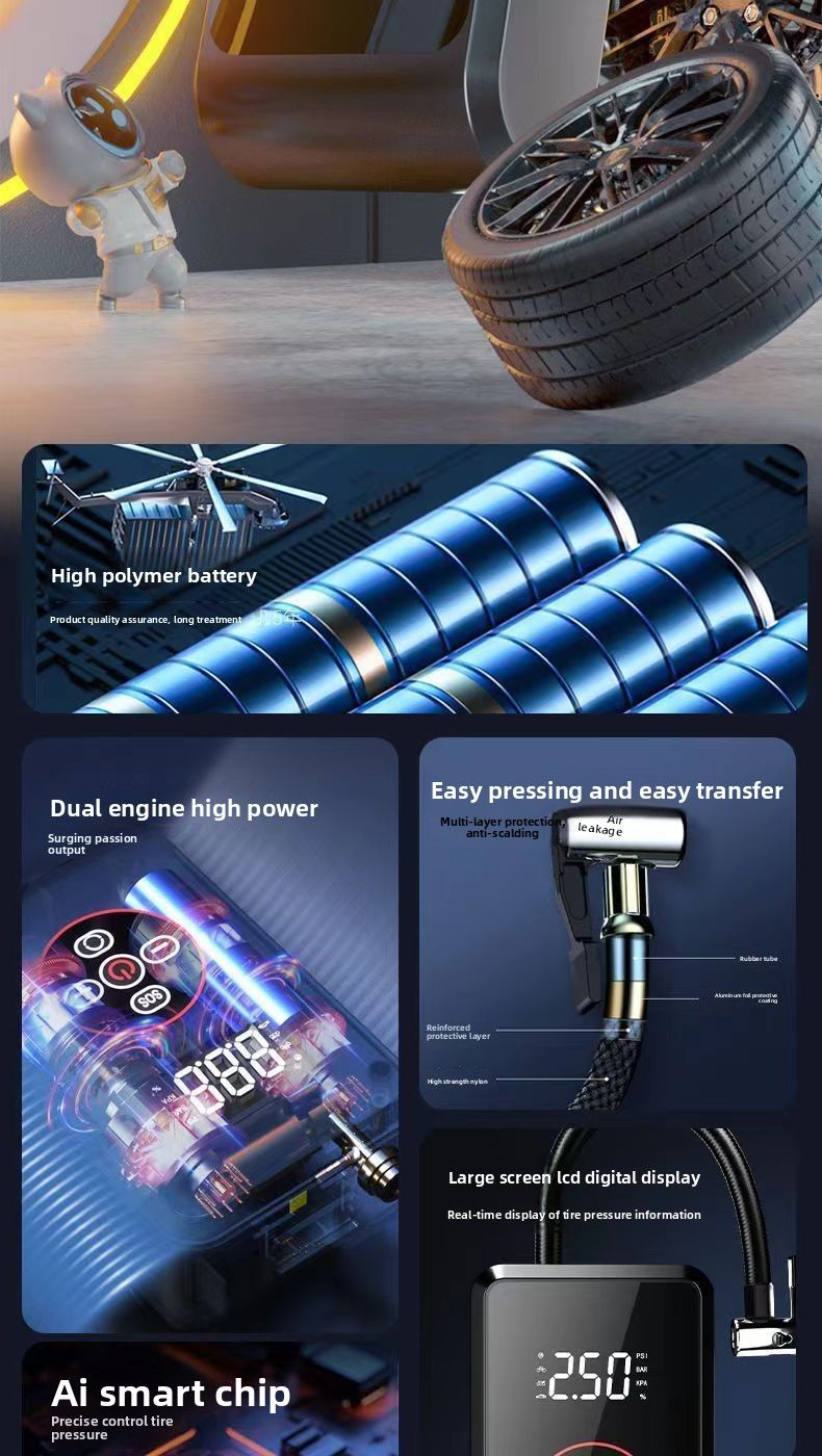 Car Air Pump Portable Wireless Car Tires Electric Car High Power High Pressure Pump Automotive_voghion.com