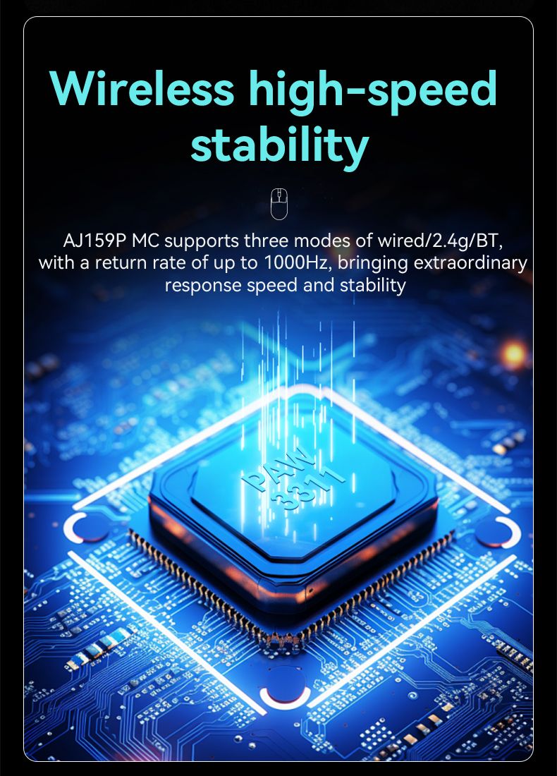 AZZ 59P MC Tri-mode Wired BT Wireless With Magnetic Charging Base Max 12000DPI Gaming Mouse For PC_voghion.com
