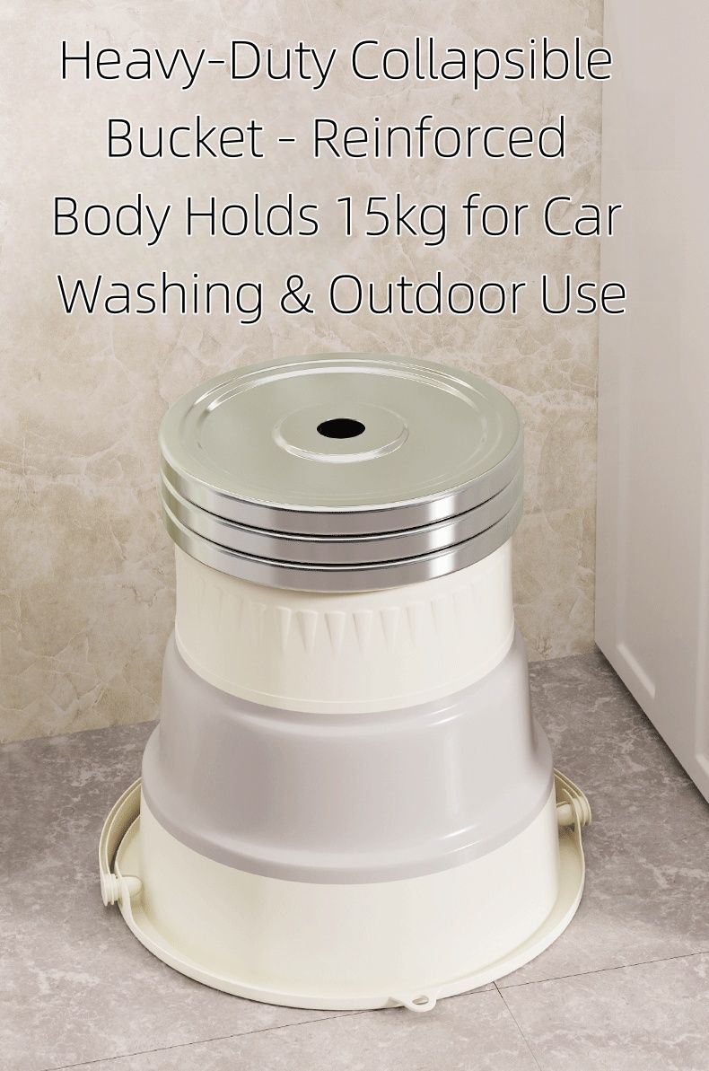 Collapsible Plastic Bucket - Large Capacity Foldable Water Container With Reinforced Handle For Car Washing, Outdoor Fishing_voghion.com