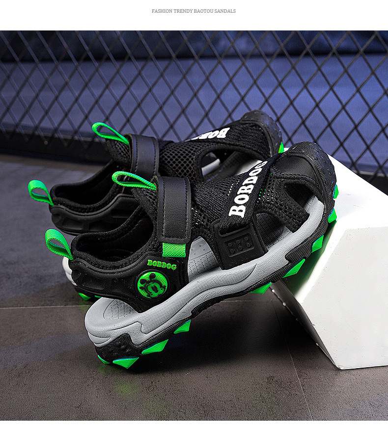 Mother&Kids Boys' beach sandals Summer single net large children's anti-collision Bao toe sandals_voghion.com