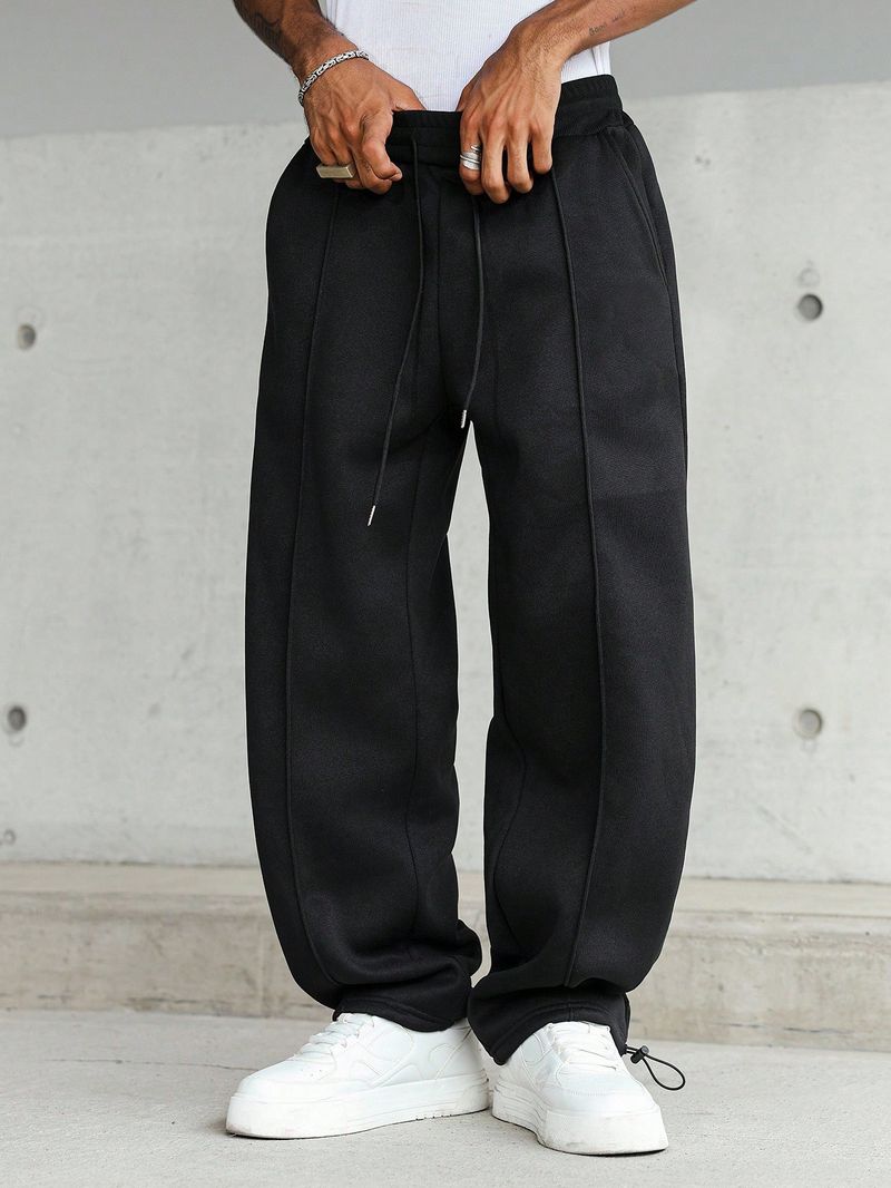 "Men's Oversized Drop-Crotch Joggers – Relaxed Fit Polyester Sweatpants With Elastic Waist & Urban Panel Design (S-2XL, Black & 4 Street Colors)"_voghion.com