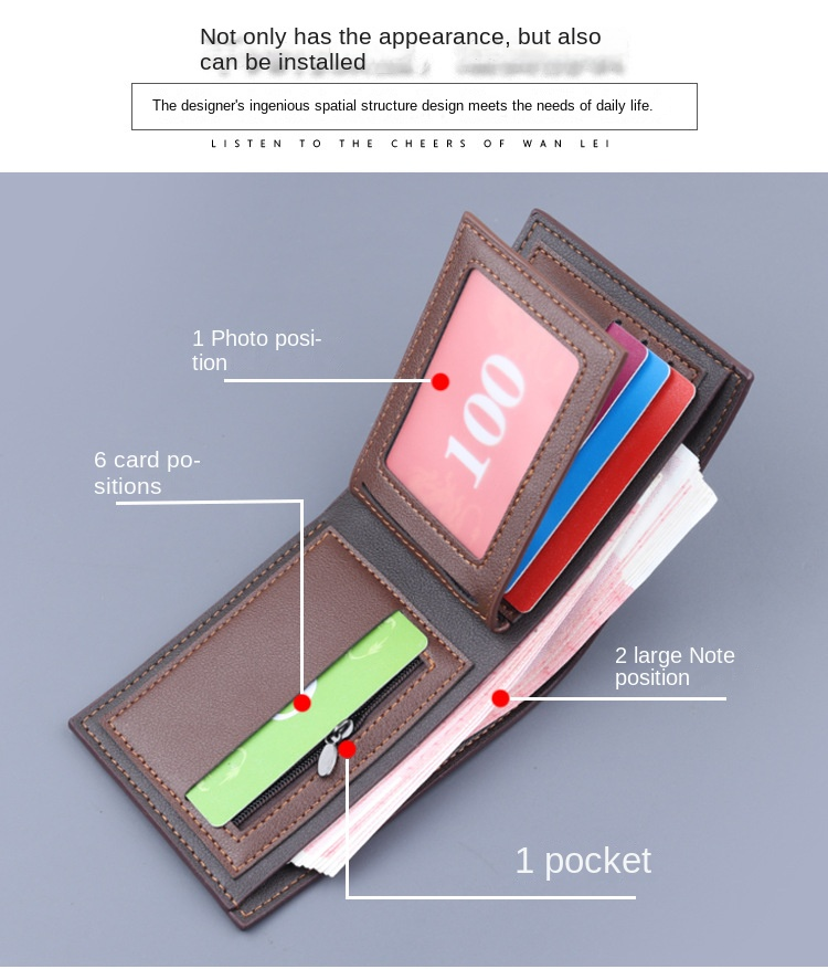 Cartera corta, cartera para tarjetas, cartera todo en uno para hombre, cartera para hombre, clip corto plegable, gran capacidad para hombre, nuevos modelos_voghion.com