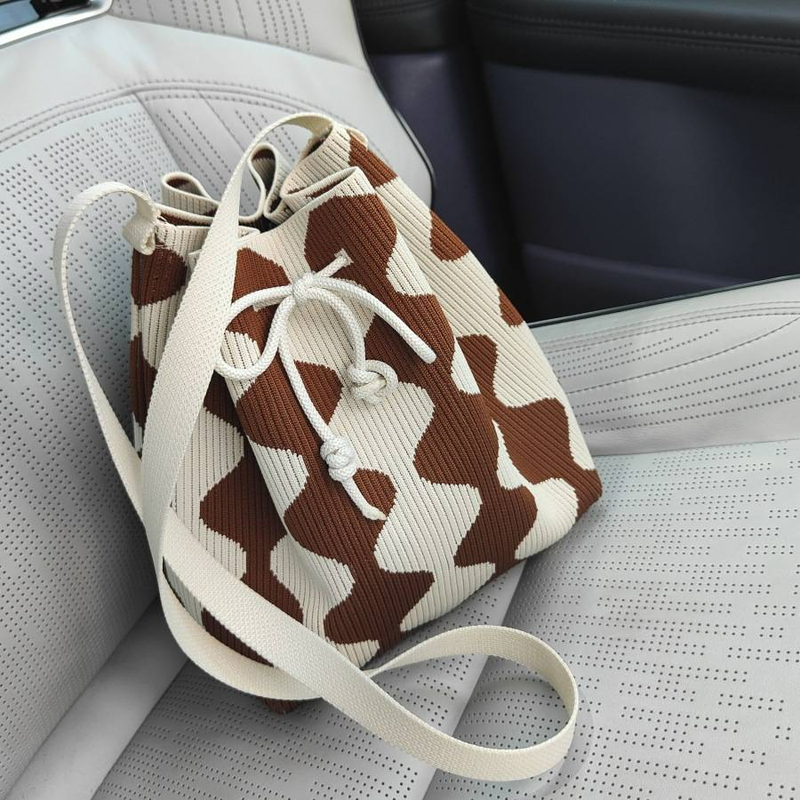 Borsa a secchiello in filato lavorato a maglia da donna - Borsa tote versatile da tenere a mano, borsa a mano casual di grande capacità_voghion.com