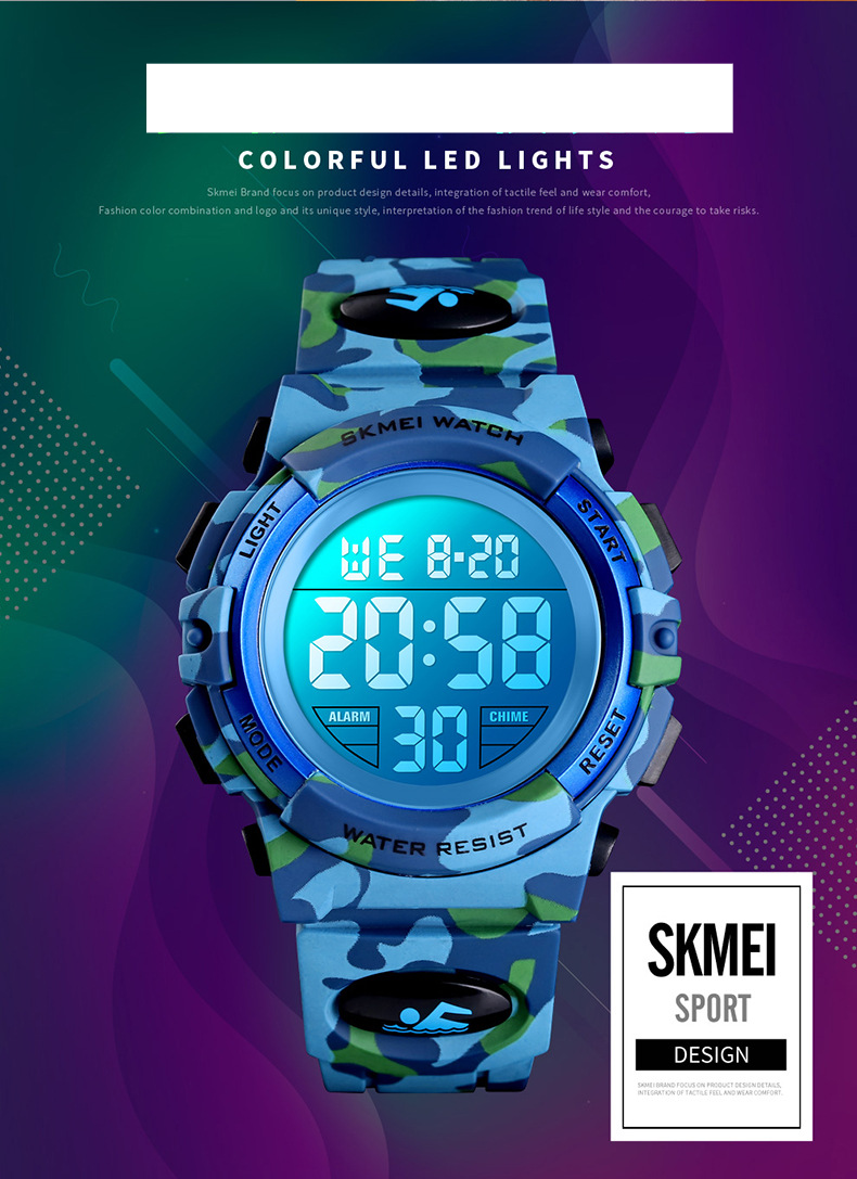 Orologio per bambini Orologio elettronico Orologio elettronico di alto livello per studenti, sport all'aria aperta, luce LED colorata_voghion.com