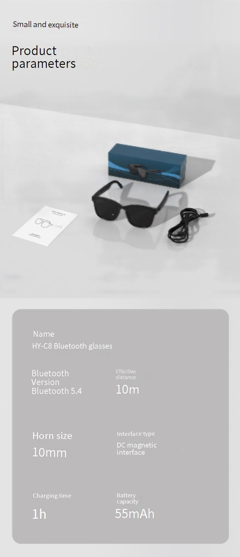 Smart Glasses HYUNDAI HY C8 Smart AI Translation Glasses And Headphones Simultaneous Interpretation 75 Languages Real Time Conference Recording_voghion.com