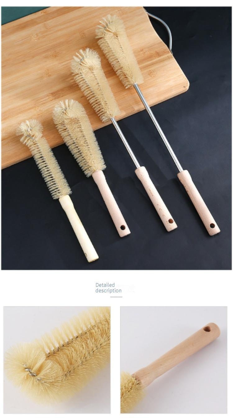 Wooden Handle Angled Cup Brush - Long Bottle Cleaning Brush For Thermos Baby Bottles & Travel Mugs_voghion.com