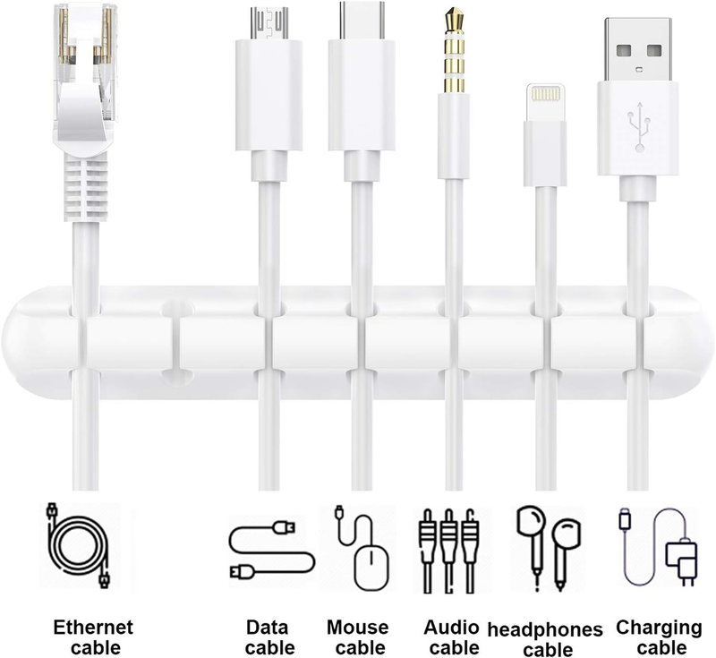 Kabelklemmer, 3-pakning, selvklebende silikon for skrivebord, USB-ladekabel, nattbord, strømledning, museledning, datamaskin, kontor, hjem_voghion.com