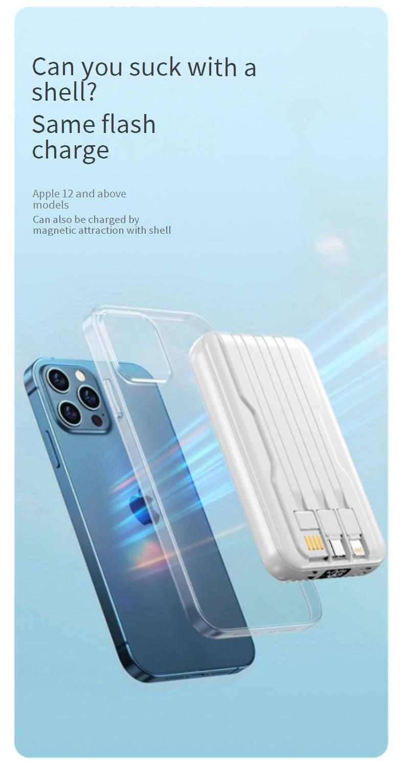 Power bank mobile con cavo di ricarica wireless magnetico transfrontaliero certificato 3C, personalizzato, 10000 m_voghion.com