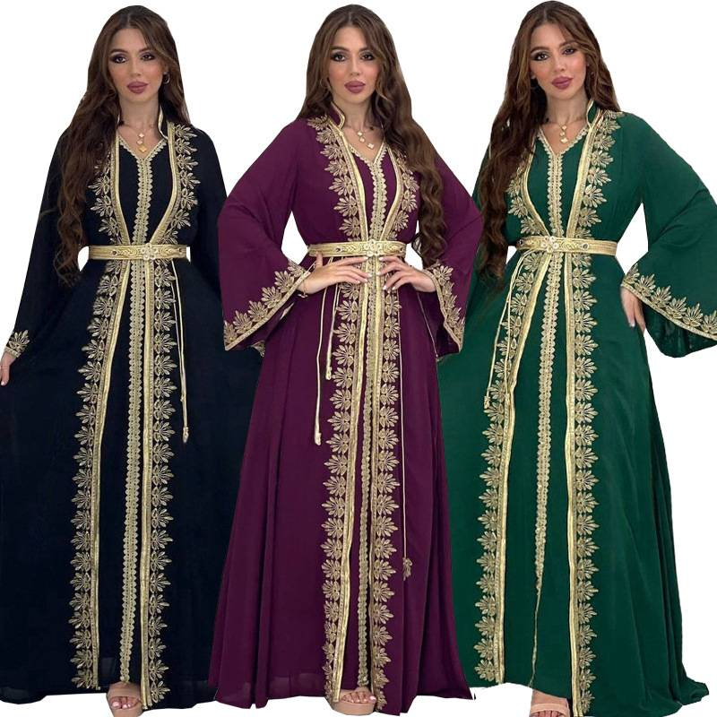 Abito con vita morbida da donna, completo due pezzi Abaya_voghion.com