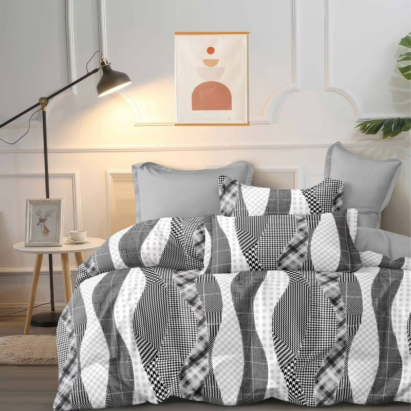 Geometric Fitted Sheet – Breathable Brushed Polyester Bedding Set, Deep Pocket Elastic Edges, Wrinkle & Fade Resistant, Multiple Sizes_voghion.com