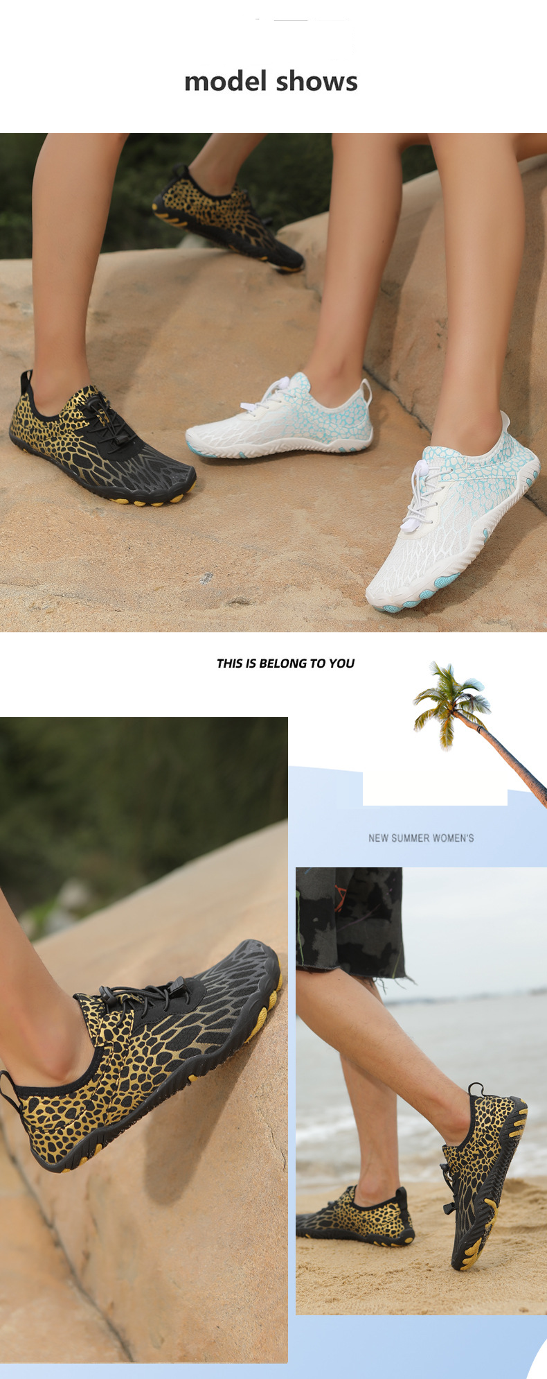 Scarpe da acqua a piedi nudi per uomo e donna - Design a cinque dita ad asciugatura rapida | Suola in gomma antiscivolo | Yoga, spiaggia e trail running (diversi colori e taglie)_voghion.com