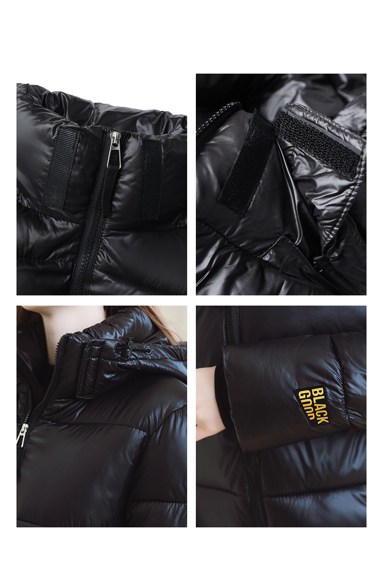 Dameskleding Unisex thermisch verwarmd kort gewatteerd jack met 3D-patroon, verdikte winterjas voor extreem koud weer (zwart, S/M/L/XL)_voghion.com