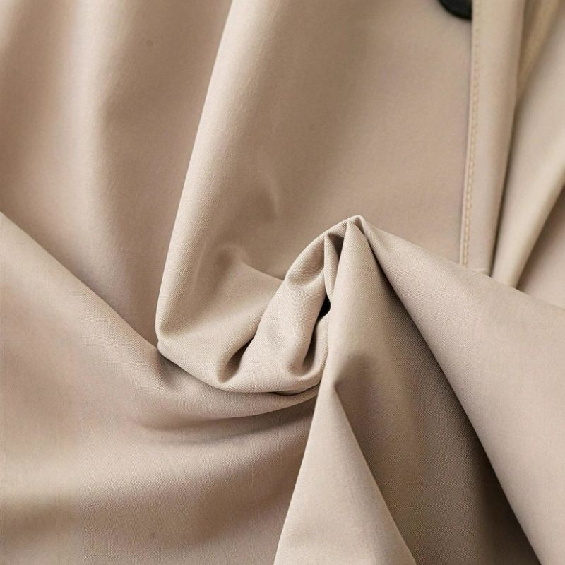 Trenchcoat mit Gürtel für Damen – Mittellanger Mantel mit Kordelzug in der Taille und zweireihigem Design (S-4XL, Khaki, Übergangsstück fürs Büro und zum Ausgehen)_voghion.com