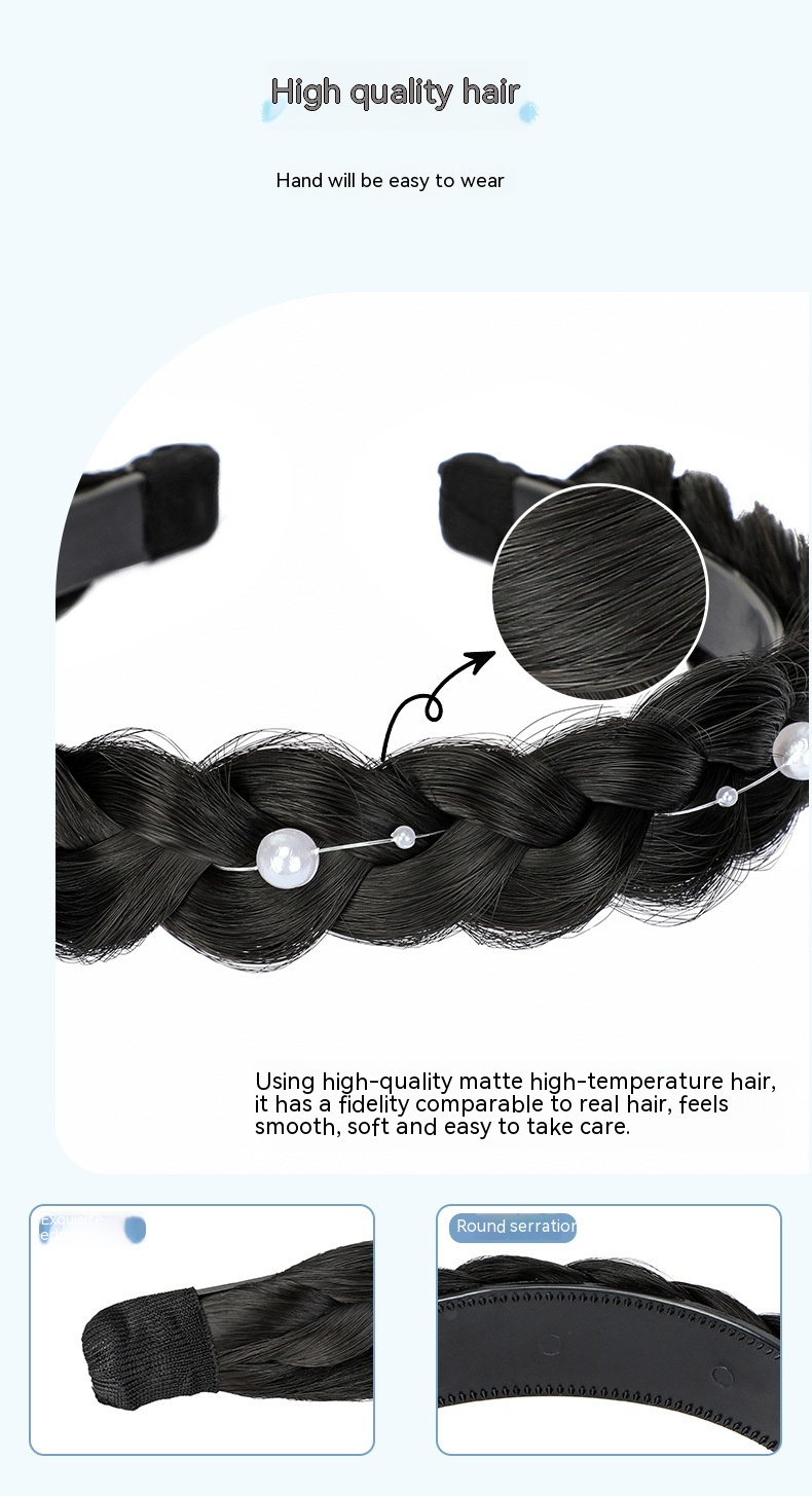 Fishbone Zopfperücke, Haarspange, Stirnband, Echthaar für Frauen 2024 Neue Kopfbedeckung, geflochtene Haaraccessoires_voghion.com