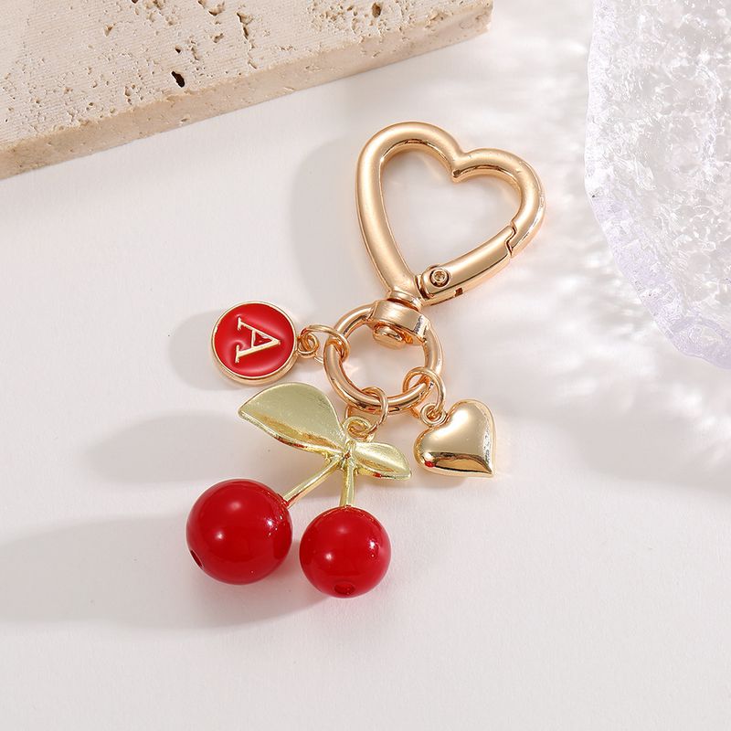 letter Key Chain Charm Bag Accessories DIY Alloy Cherry Charm_voghion.com
