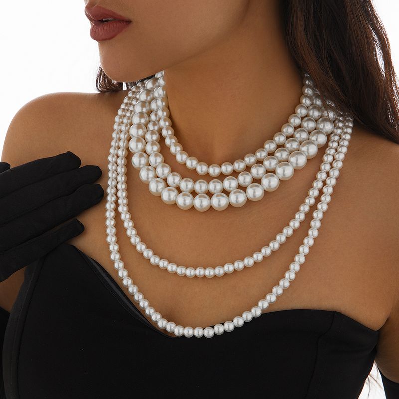Collier Femme Collier Doré Pendentif Collier Bijoux En Or Personnalité Multicouche Perle Ras Du Cou Baroque Exagéré Longue Chaîne De Clavicule_voghion.com