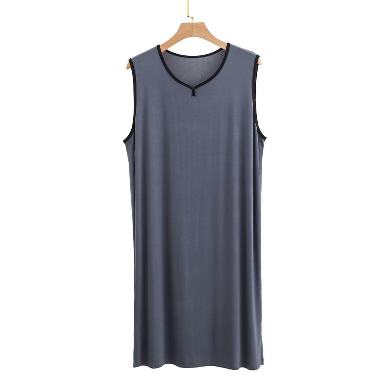 Modal Pyjamas Herren Lange Weste Lässig Lose Integrierte Große Größe Loungewear Bademantel Kleid-XL_voghion.com