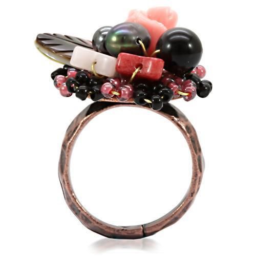 LOA596 - Antique Tone Brass Ring with Assorted in Multi Color_voghion.com