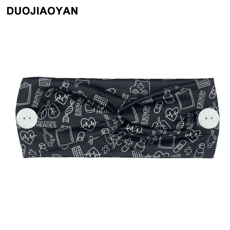 Nuova mascherina antistrangolamento con bottone, fascia elastica stampata a croce, fascia per capelli larga, foulard medico_voghion.com