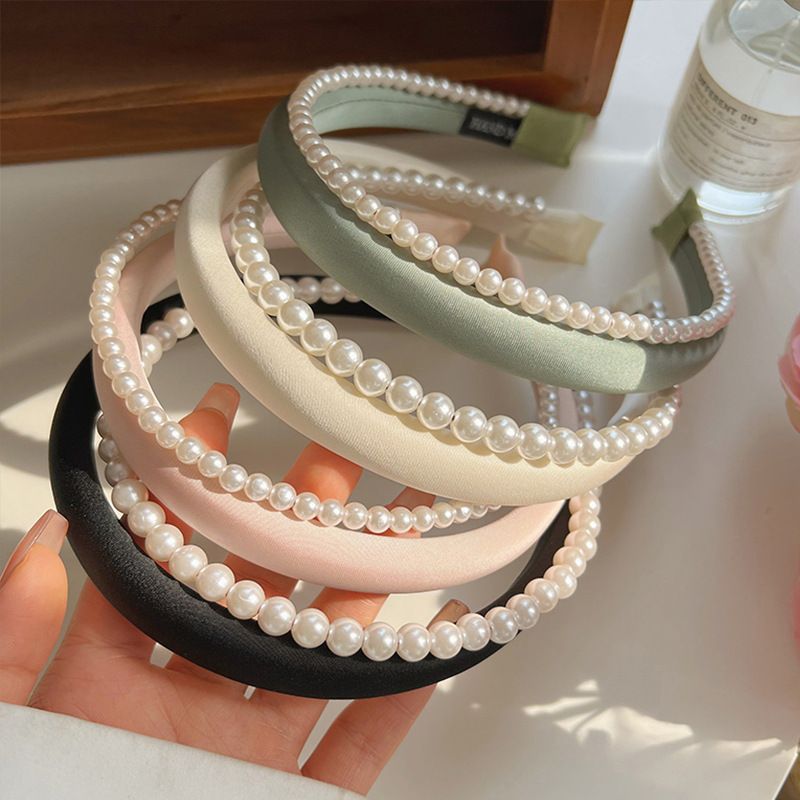 Neighbor Sister ~ Elegante e delicato accessorio per capelli da donna con perle, versatile e di alta qualità per uscire, fascia per capelli con corona alta_voghion.com