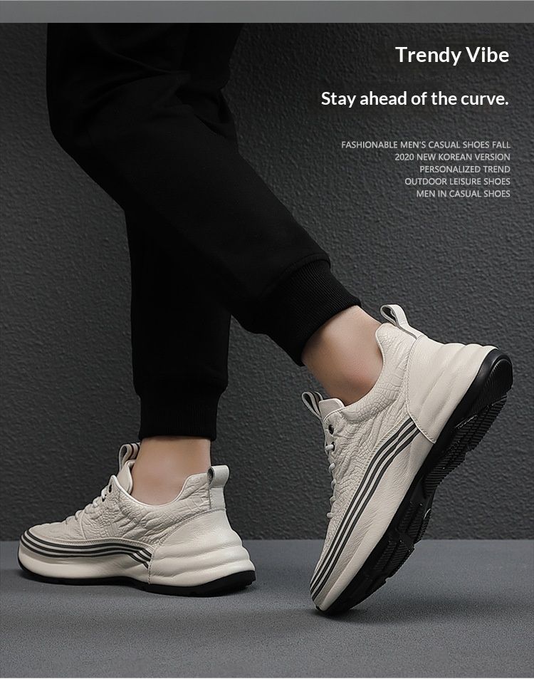 Glide 2025 Primavera Nuove Autentiche Scarpe da Ginnastica Bianche da Uomo con Suola in Pelle Sportive Casual con Rialzo per Uomo_voghion.com