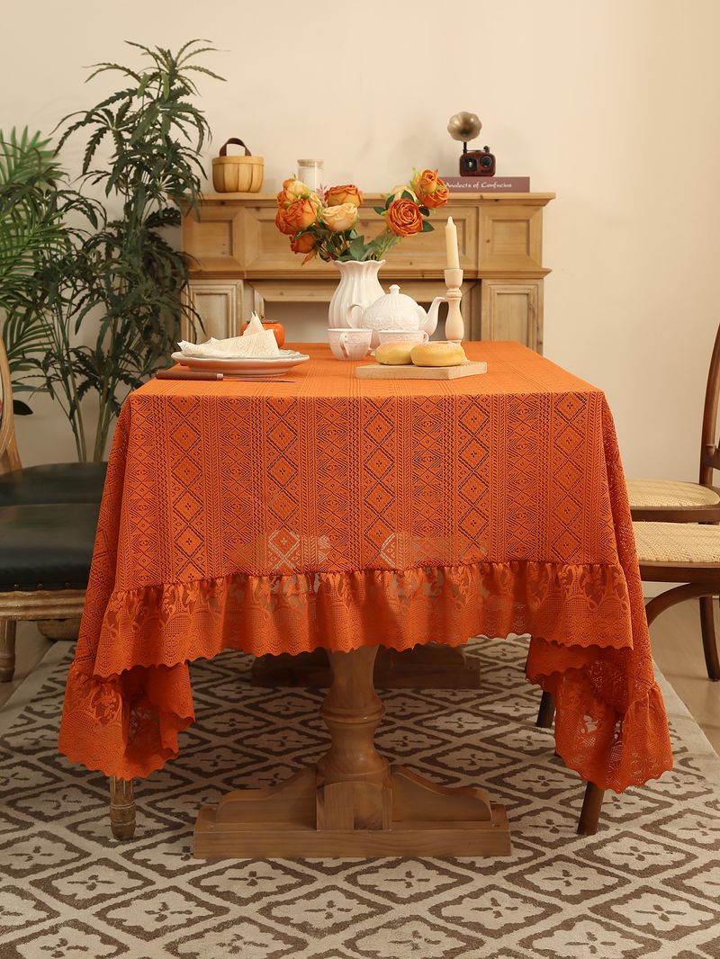 Nappe élégante en dentelle diamantée – Housse de table rectangulaire en polyester de qualité supérieure pour tables à manger et tables basses (antidérapante et résistante à la poussière)_voghion.com